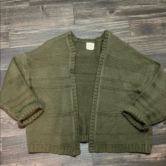 Harper Sweaters - Harper Heritage olive green chunky open cardigan